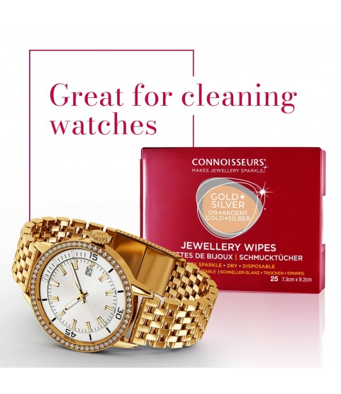 Connoisseurs Jewellery Wipes, Dry Wipes for Gold Platinum Diamonds and Precious Stones, 25 Cloths, Ref. CONN776 Connoisseurs Jewellery Wipes, Dry Wipes for Gold Platinum Diamonds and Precious Stones, 25 Cloths, Ref. CONN776