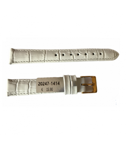 Louisiana Croco White Leather Strap For Ladies Watches 14mm