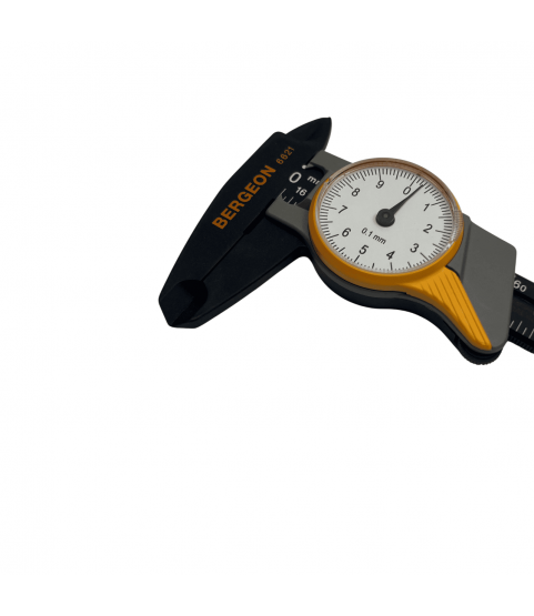 Bergeon 6621 Plastic Sliding Caliper with Dial, 0–150 mm / 0–6 Inches