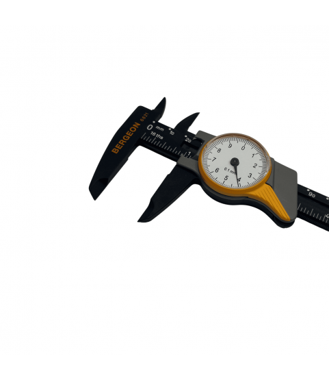 Bergeon 6621 Plastic Sliding Caliper with Dial, 0–150 mm / 0–6 Inches