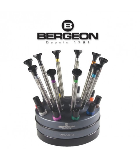 Bergeon 7965-S10 special knurled handle screwdriver set deluxe heavyweight stand