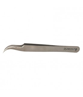 Dumont tweezers in carbon steel fine, curved points 115mm