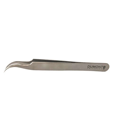 Dumont #7 tweezers in carbon steel fine, curved points 115mm