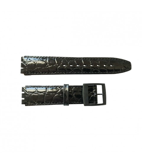 Swatch special strap of artificial leather with stitch and plastic clasp black 17mm