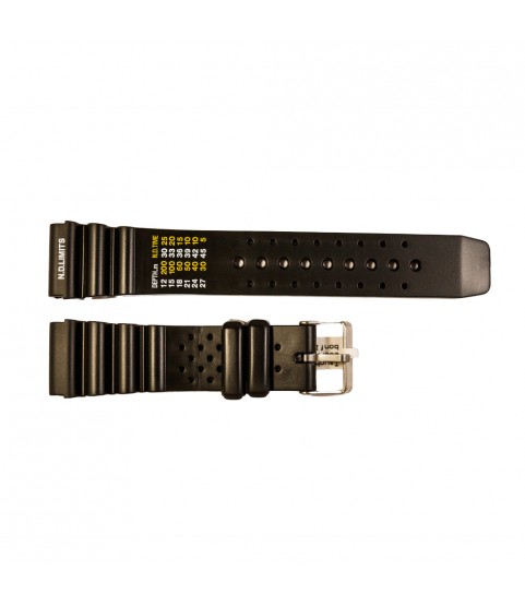 Rubber diver watch strap with decompression table and stainless steel buckle 22 mm, 24 mm