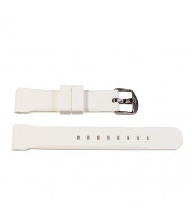 Chrono white silicone watch strap with stainless steel buckle unisex 20 mm