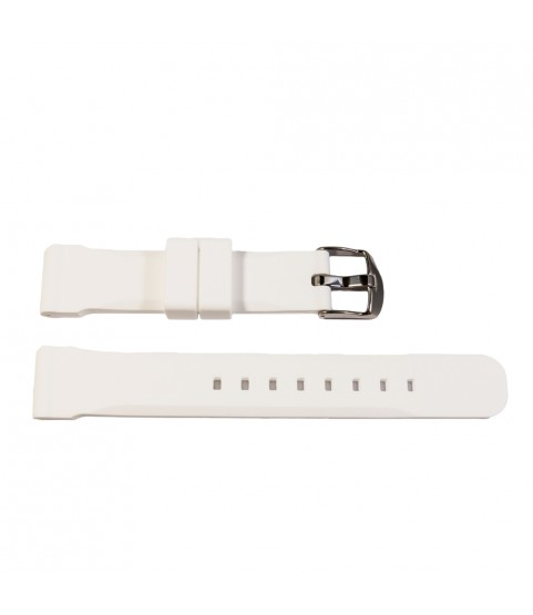 Chrono white silicone watch strap with stainless steel buckle unisex 18 mm