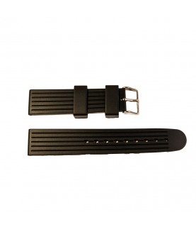 Black silicone strap for watches striped with buckle 20 mm