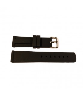 Black silicone watch strap with stainless steel buckle 20 mm