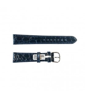 Crocodile leather dark blue strap for watches 18 mm Croco pattern