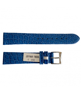 Crocodile leather blue strap for watches 18 mm Croco pattern
