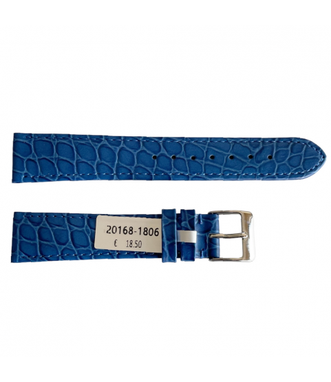 Crocodile leather blue strap for watches 18 mm Croco pattern
