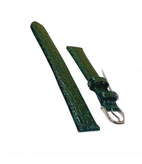 Croco pattern leather strap for watches in green color 18 mm silver tone buckle Croco pattern leather strap for watches in green color 18 mm silver tone buckle