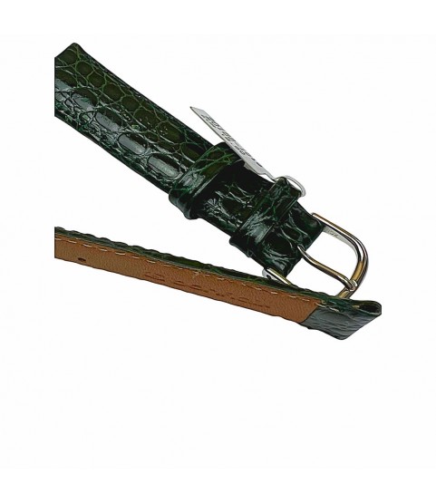 Croco pattern leather strap for watches in green color 18 mm silver tone buckle Croco pattern leather strap for watches in green color 18 mm silver tone buckle