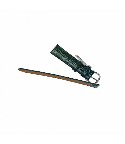 Croco pattern leather strap for watches in green color 18 mm silver tone buckle Croco pattern leather strap for watches in green color 18 mm silver tone buckle