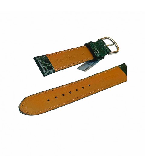 Croco pattern leather strap for watches in green color 18 mm silver tone buckle Croco pattern leather strap for watches in green color 18 mm silver tone buckle