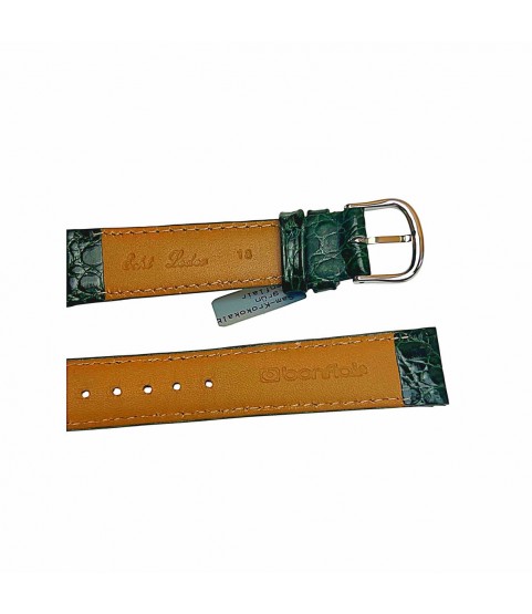 Croco pattern leather strap for watches in green color 18 mm silver tone buckle Croco pattern leather strap for watches in green color 18 mm silver tone buckle