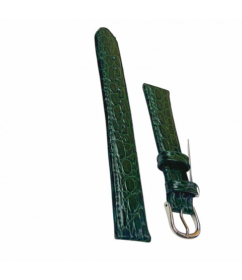 Croco pattern leather strap for watches in green color 18 mm silver tone buckle Croco pattern leather strap for watches in green color 18 mm silver tone buckle