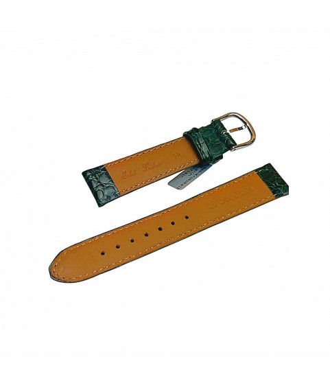 Croco pattern leather strap for watches in green color 18 mm silver tone buckle Croco pattern leather strap for watches in green color 18 mm silver tone buckle