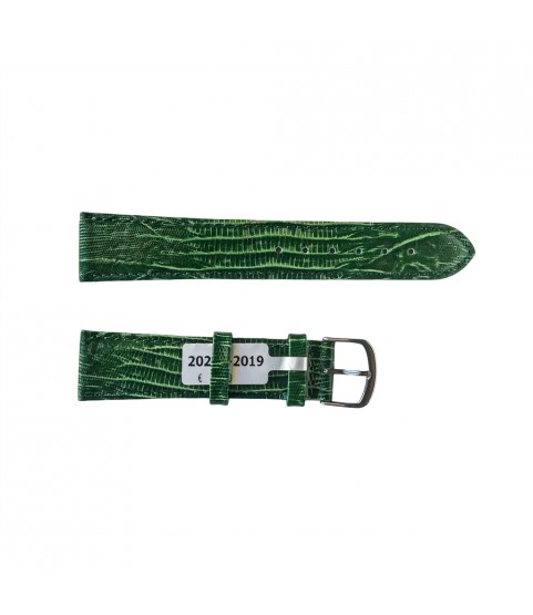 Teju Lizard leather strap for watches in green color 20 mm silver tone buckle