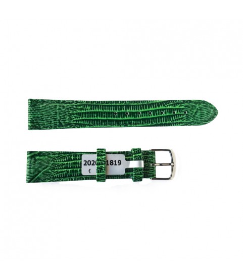 Teju Lizard leather strap for watches in green color 18 mm silver tone buckle