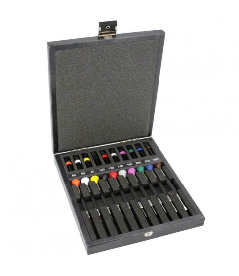 Bergeon 6899-A10 set of 10 ergonomic screwdrivers in a wooden case