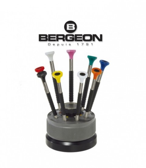 Bergeon 55-603 6899-S09 Ergonomic Screwdrivers on a Rotating Base Swiss Tool