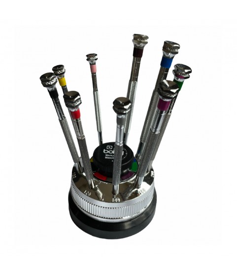 Boley set of 9 screwdrivers on a rotating base