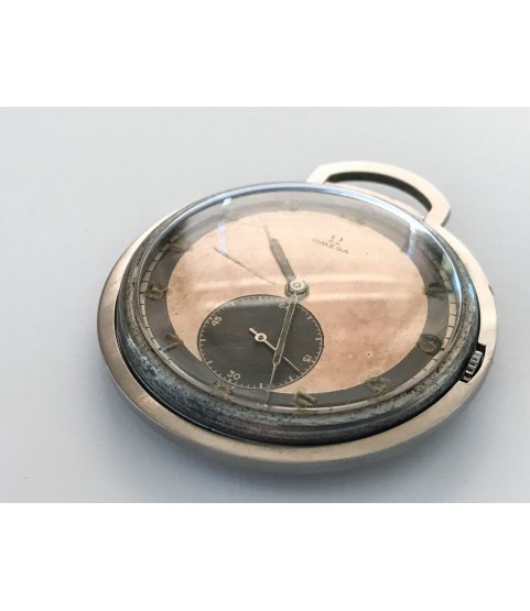 Military Omega pocket watch with frame and two tone dial