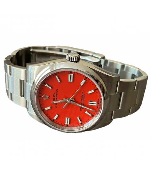 New Rolex 126000 Oyster Perpetual unisex watch red coral dial