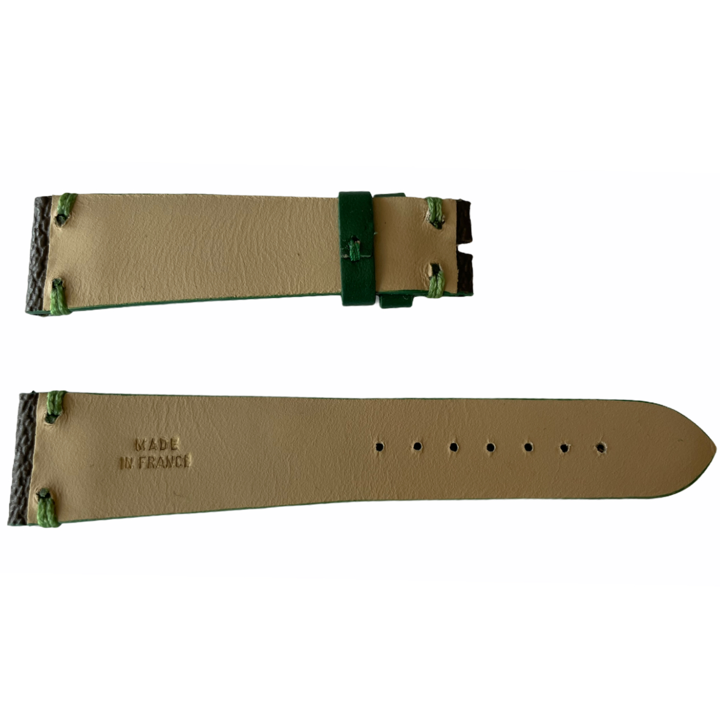 Louis Vuitton Monogram Leather Strap for Watches Brown & Green 20mm