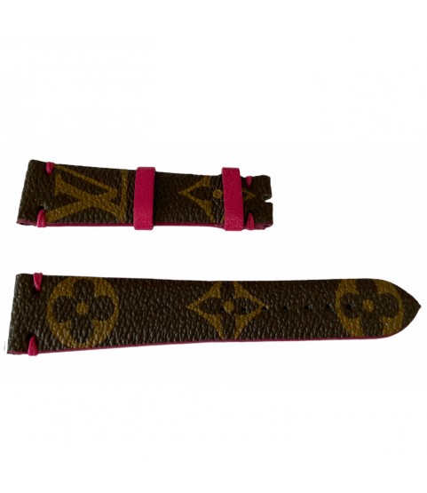 Louis Vuitton monogram leather strap for watches brown & pink 20mm