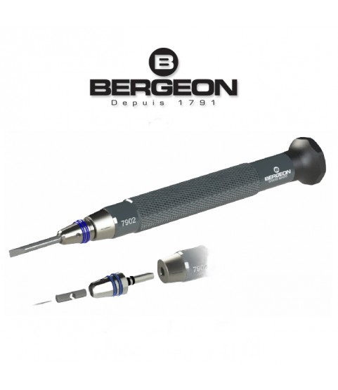 Bergeon 7902 precision screwdrivers with 5 quick adapters