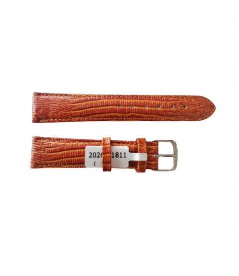 Teju Lizard leather strap for watches in golden-brown 18 mm silver tone buckle