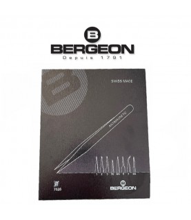 Bergeon 7026 set of 8 antimagnetic tweezers in wooden box