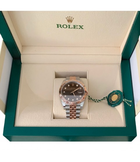 Rolex Datejust 126331 18k rose gold watch with chocolate diamond dial 41mm 2020
