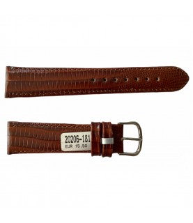 Teju Lizard leather strap for watches in brown 18 mm silver tone buckle