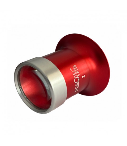 Horotec MSA 00.031-2 eyeglass loupe in aluminium anodised red with screwed ring x5