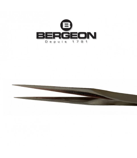 Bergeon 1055-BB nickelled steel grooved points tweezers 120mm
