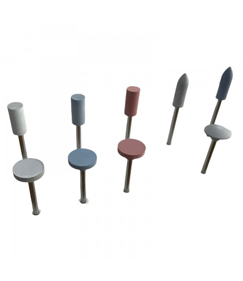 Set of 12 miniature mounted silicone polisher for metals, ceramics and plastics