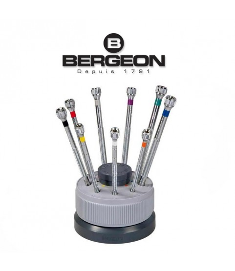 Bergeon 5970 set of 9 screwdrivers on a rotating stand Ø 0,5 - 2,5 mm
