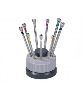 Bergeon 5970 set of 9 screwdrivers on a rotating stand Ø 0,5 - 2,5 mm Bergeon 5970 set of 9 screwdrivers on a rotating stand Ø 0,5 - 2,5 mm