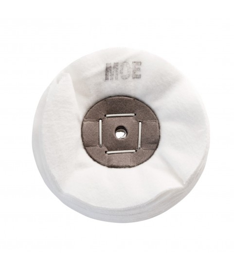 Merard Polishing wheel for finishing N° MOE, white flannel Ø 100 mm, 30 folds