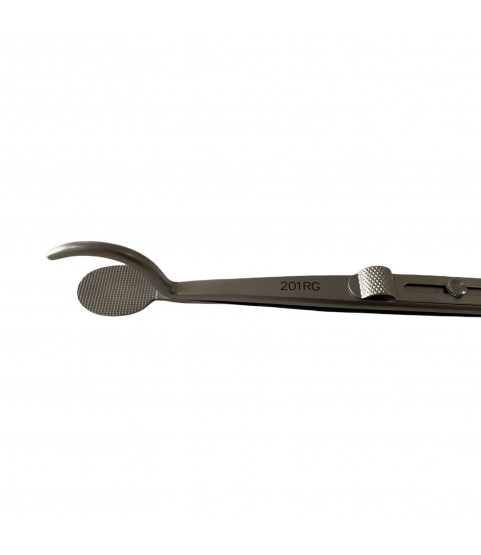 Regine 201RG tweezers with a serrated base and slide lock for holding shanks and settings in position while soldering