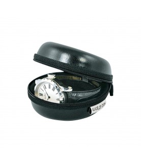 Watch Box Donut small travel hard case, shiny artificial leather, black