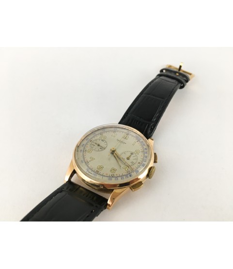 Vintage Breitling Cadette 18K Gold Chronograph Watch with Venus 188