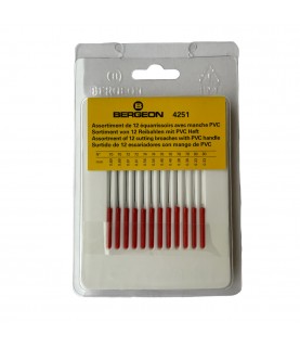 Bergeon 4251 set of 12 cutting broaches with handles 0.33mm - 0.69mm