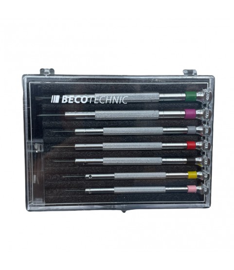 Beco Technic set of 7 screwdrivers 0.60 to 2.00 mm in plastic box with spare blades
