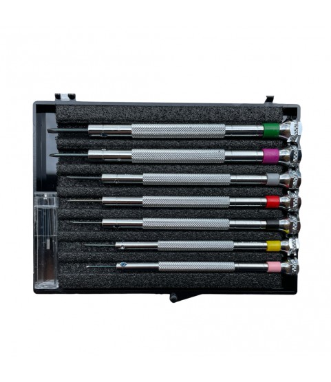 Beco Technic set of 7 screwdrivers 0.60 to 2.00 mm in plastic box with spare blades