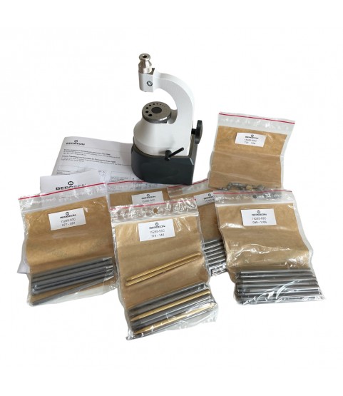 Bergeon 15285-93C staking tool and friction jeweling outfit, with 120 punches and 24 stakes in wooden box